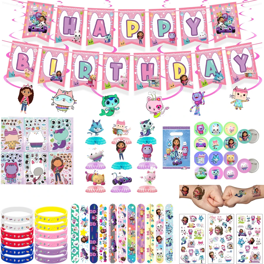 

Кукольный домик Габби, кошки, товары для украшения вечеринки - браслеты, наклейки для девочек, рождественские чулки, наполнители, сувениры для вечеринок, подарочные пакеты