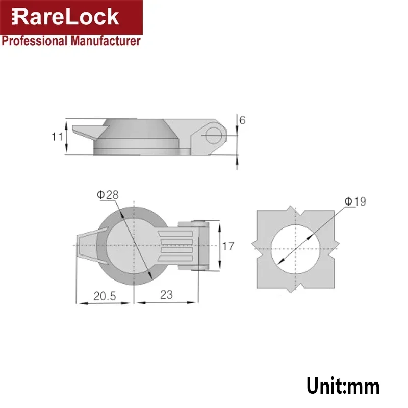 Dust Waterproof Cover Cap Zinc Alloy for Cabinet Cam Drawer Lock Rarelock JA24 G