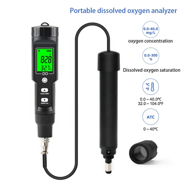 Dissolved oxygen meter with temperature digital dissolved analyzer 0.0-40.0mg/L concentration detection instrument