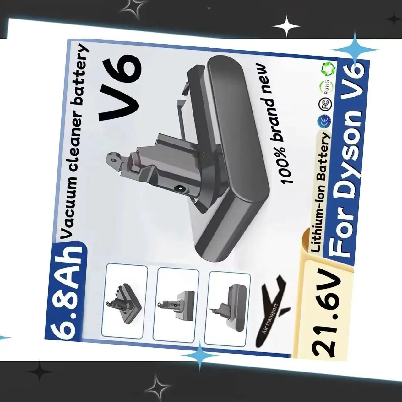 

for Dyson V6 21.6V Li-ion 6800mAh Battery For Vacuum Cleaner DC58 DC59 DC61 DC62 DC74 SV09 SV07 SV03 965874-02