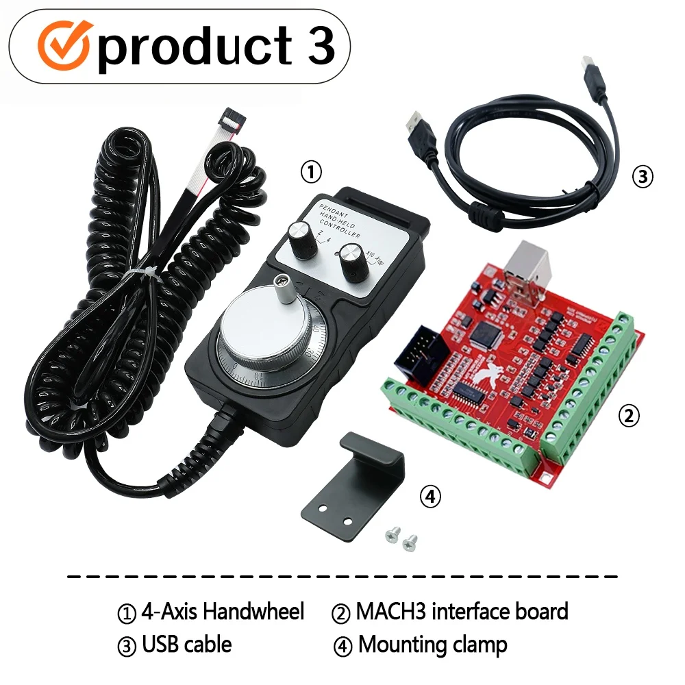 Mach3 USB Motion Control Breakout Board mit 4-Achsen-Handrad MPG-Set 100PPR für CNC-Fräse, Graviermaschine, Drehmaschine, Fräsmaschine | EU-Lager 2-7 Tage Lieferzeit – Detail 3
