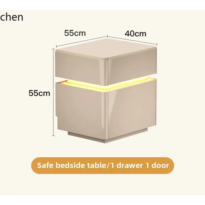 bedside table, safe, integrated household bedroom, new cream wind light luxury, high-grade locked bedside storage cabinet