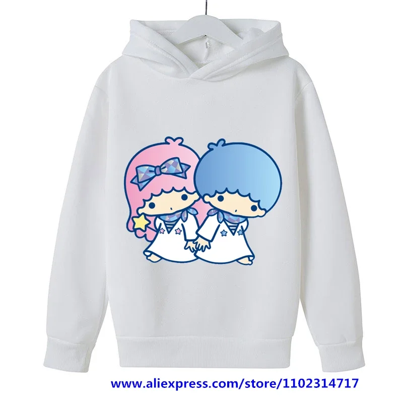 2023 Kawaii Little Twin Stars Hoodie Girls Long Sleeve Kids Sweatshirts Spring Autumn Sanrio Cartoon Casual Hooded MINISO Tops