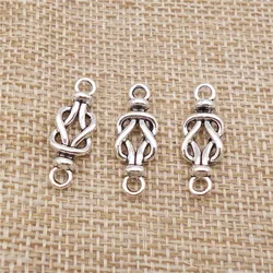30PCS Alloy Knot Connector Charms For Necklace Pendant Bracelet Jewelry Making DIY Antique Silver Color Metal Accessory