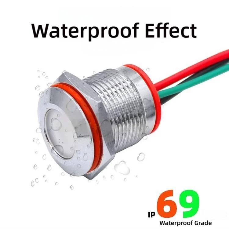 Metal Dual-Color Perforated 6MM LED Small Waterproof Cable Signal Indicator Light 3V, 5V, 6V, 12V, 24V, 110V, 220V