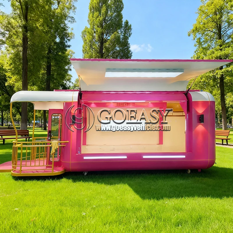 

Mobile Juice Truck Stainless Steel Concession Cart Fast Food Pizza Trailer Mini Coffee Van