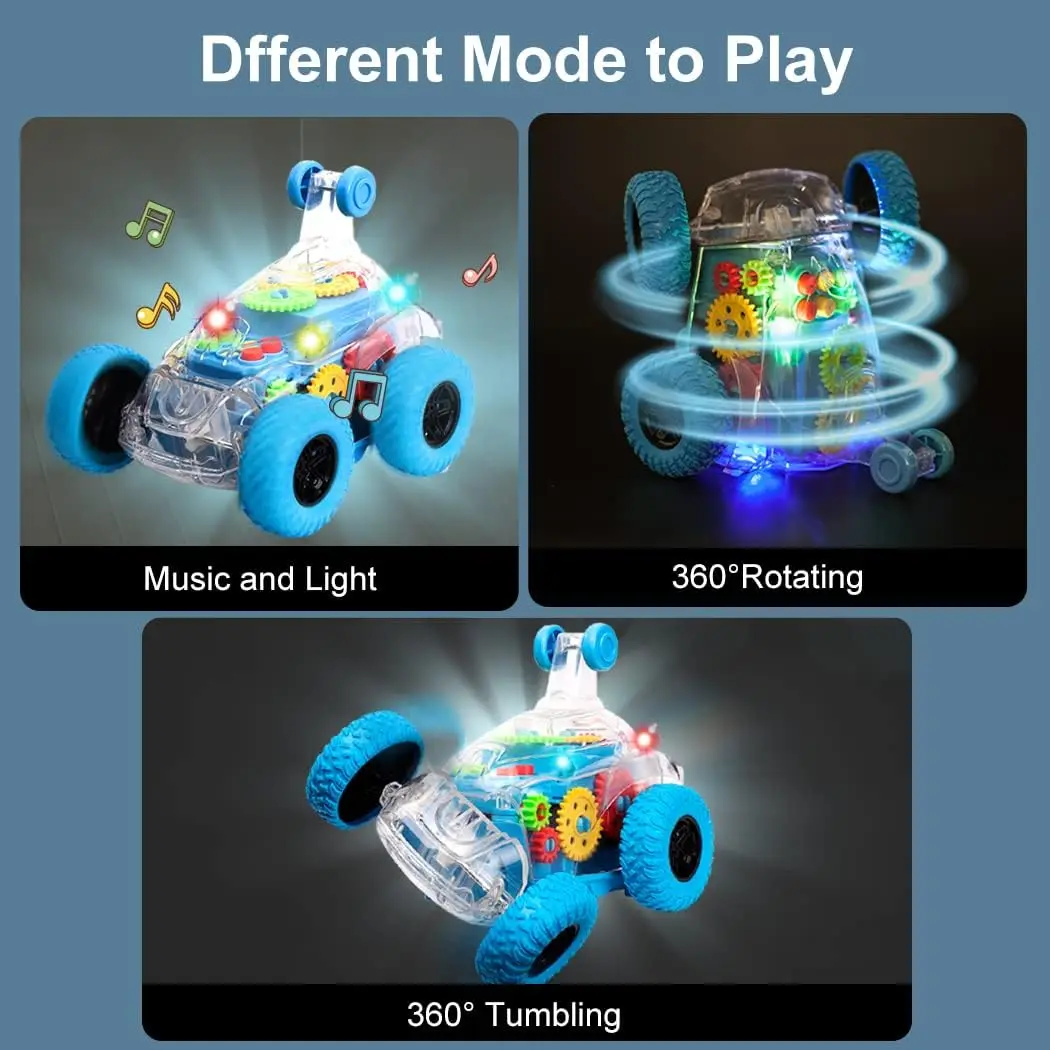 

Electric transparent cool 360 degree dump truck with lights and music wireless four-wheel drive stunt off-road universal toy car