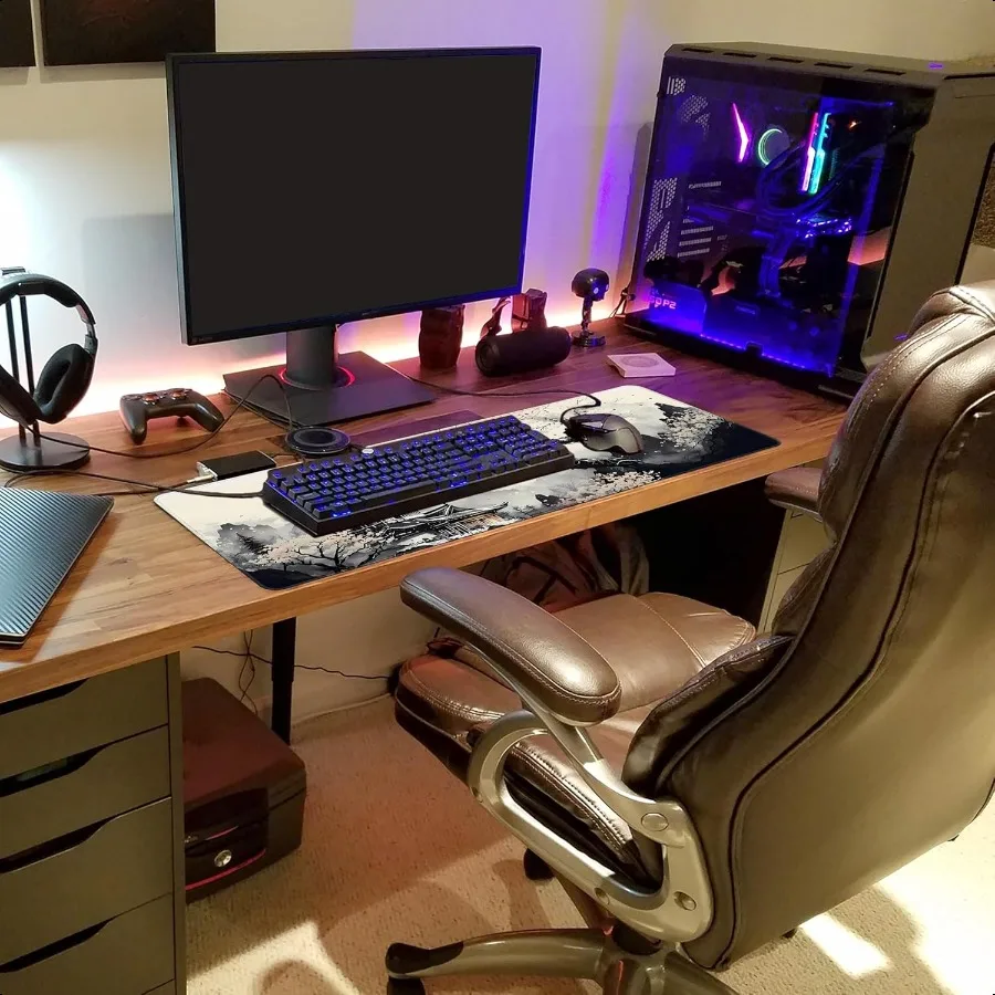 Alfombrilla de ratón larga para juegos, alfombrilla de escritorio grande de Anime extendida con Base antideslizante, alfombrilla para teclado completo con bordes cosidos para juegos y oficina