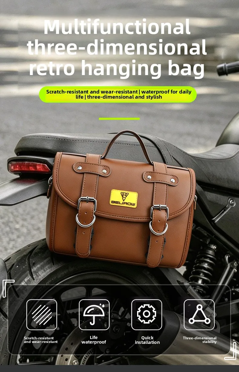 4,6L Wasserdichte Retro-Punk-Stil Fahrrad-Lenkertasche, Vordere Aufbewahrungstasche für Mountainbike, Faltbares E-Bike, Roller – Detail 1