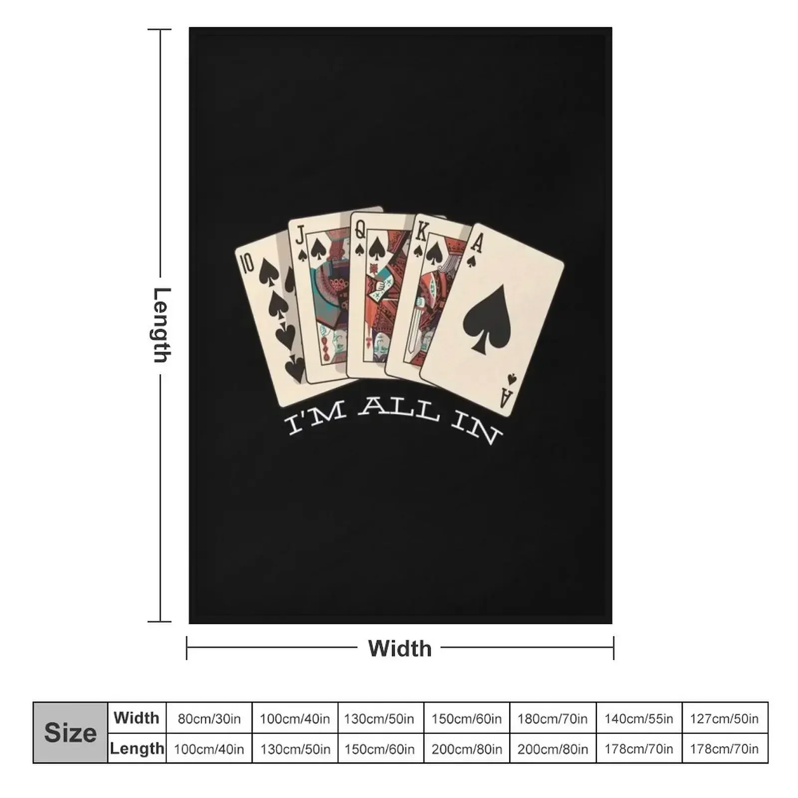 I'm All In - Royal Flush - Poker Throw Blanket Summer Beddings for babies Nap Custom Blankets