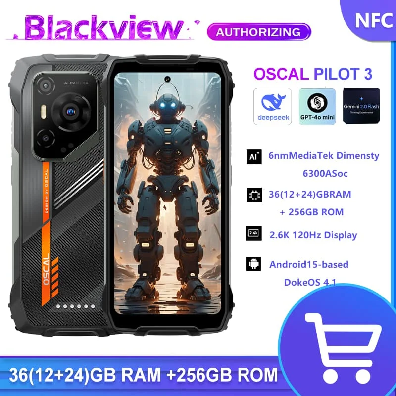 BlackviewOSCALPILOT35GAIRuggedSmartphoneMTK6300,6.78"2.4KDisplay120Hz,12GB256GB,7500AmhBatteryPhone,Android15-AliExpress509