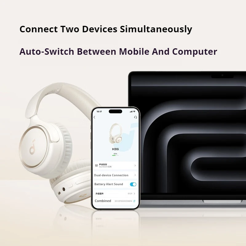 Anker Soundcore H30i سماعات بلوتوث لاسلكية نشط إلغاء الضوضاء سماعة رأس لاسلكية طويلة التحمل قابلة للطي #3