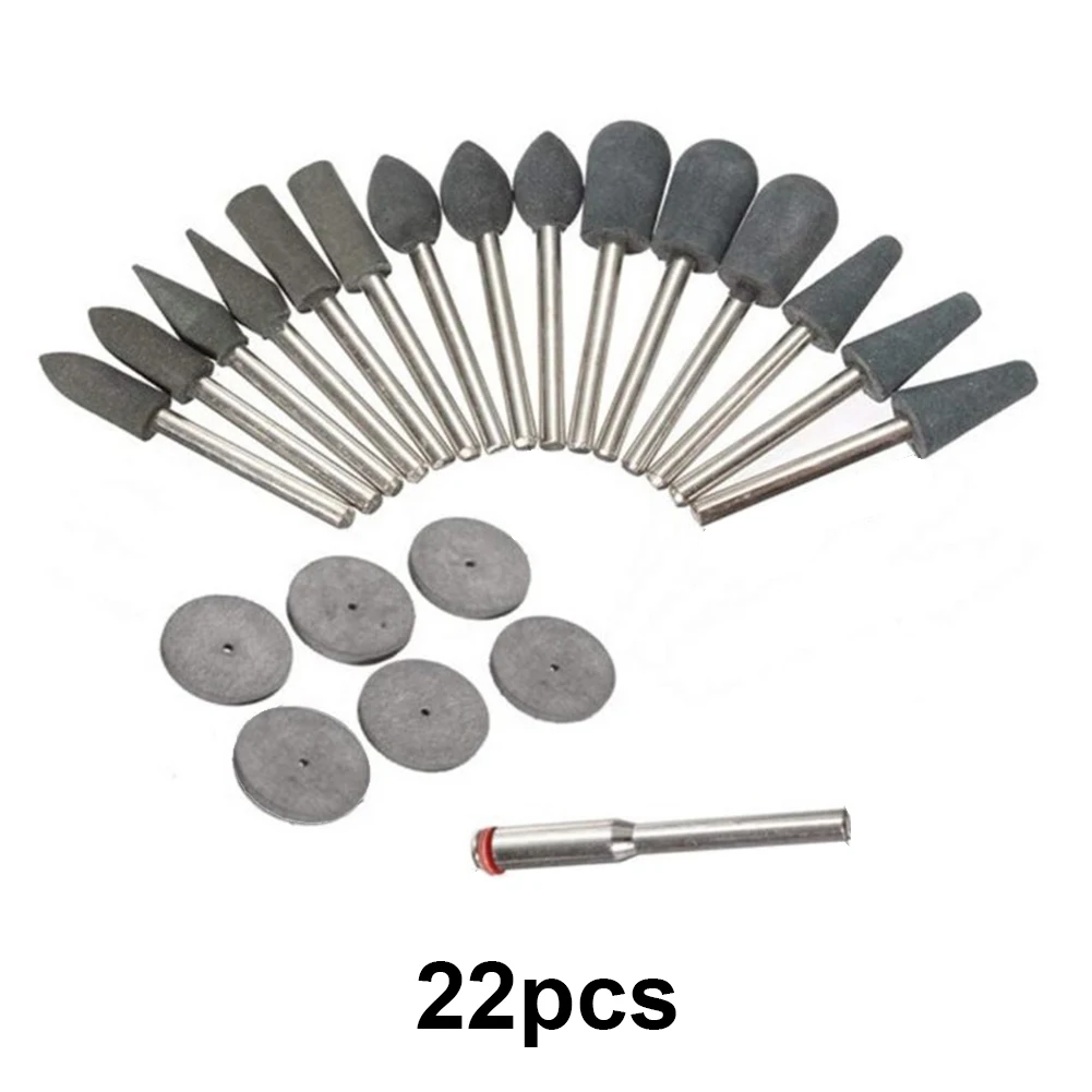 22-Piece Rubber Grinding Heads And Discs Set For Rotary Tools, Polishing And Deburring Bits For Metal Glass Stone Curved