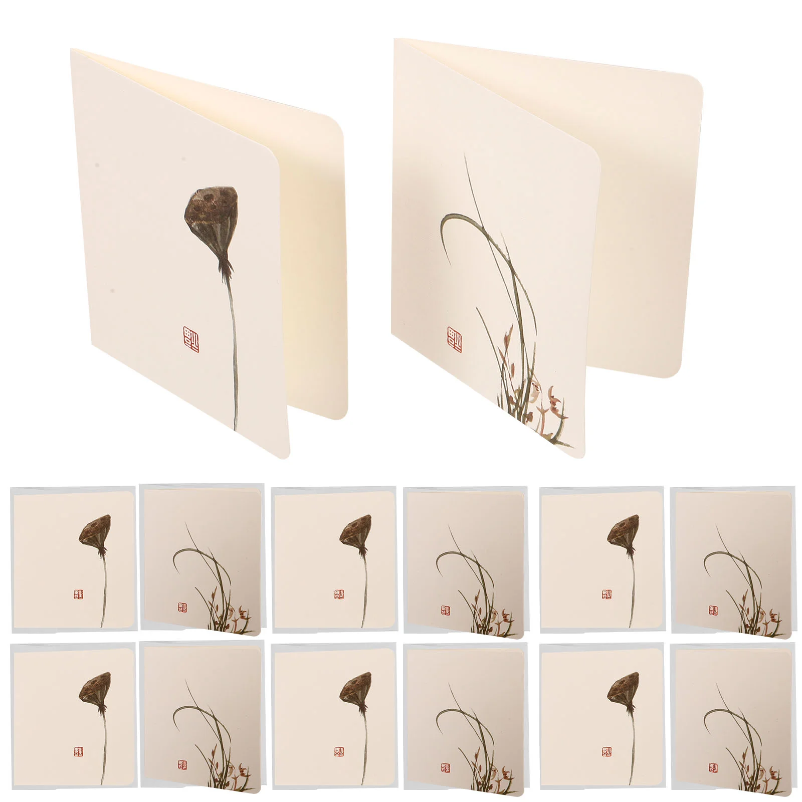 24 Pcs Pleasant Relationship Cards Fashion Retro Greeting Blessing Classical Colorful Chinese Style