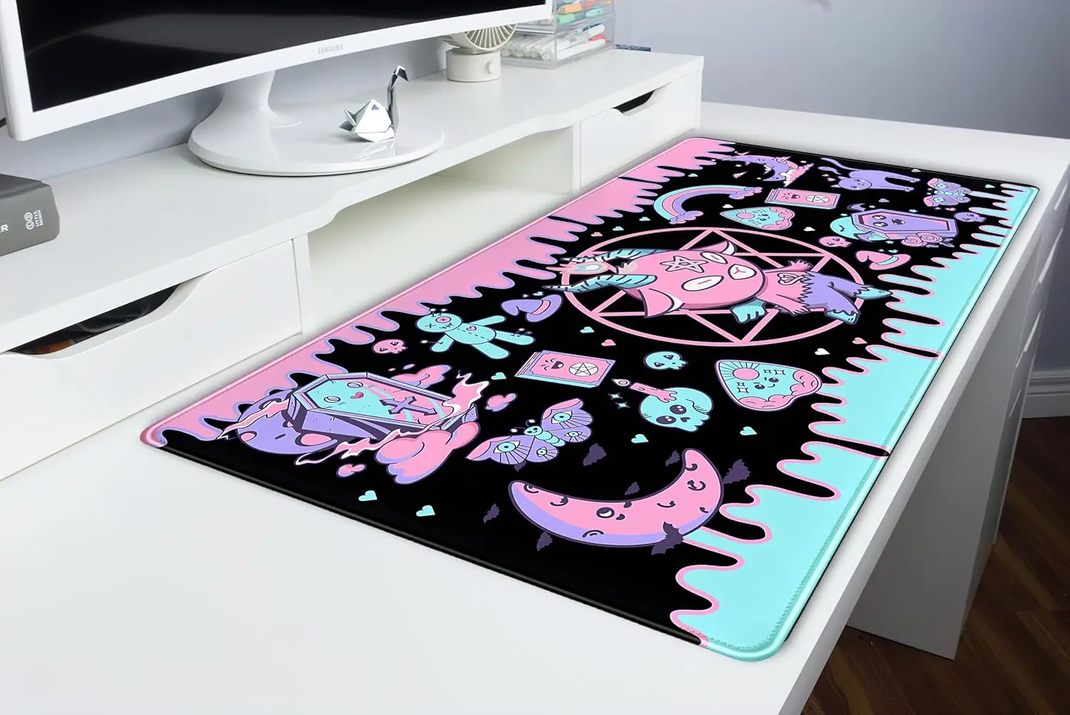 XXL Large Extended Desk Pad Gaming Mouse Pad Cute Pastel Goth Desk Mat Kawaii Anime Computer Keyboard Mousepad Office Gamer Gift