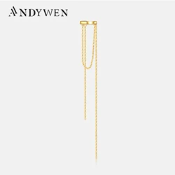 ANDYWEN Women 100% 925 Sterling Silver Fine Fashion EarCuff Long Earring Clips Jewelry 2024 Wedding Party Jewelry