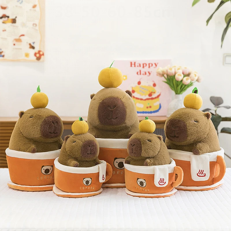 

Kawaii Capybara Coffee Brewing Plush Toy Capybara Stuffed Doll Cute Cartoon Animal for Kids Birthday Xmas Gift Soft Cuddly Toy