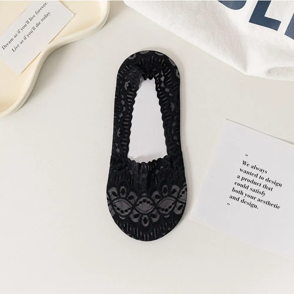 Lace Sock Slippers Women Summer Silicone Non-slip Low Cut Ankle Boat Socks Women Solid Color Invisible No Show Socks