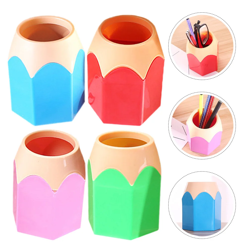 

8Pcs Cute Colored Pen Holders Pencil Shaped Desktop Organizer Standing Pencil Cups for School Office Makeup Brush Storage