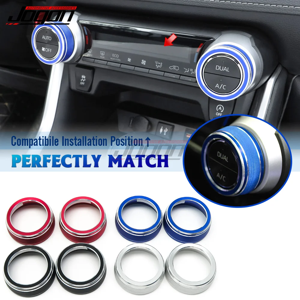 

2 Pcs Interior For Toyota RAV4 XA50 Center Console Switch Button Trim Air Conditioner Control Knob Cover Ring 2019 2020 2021