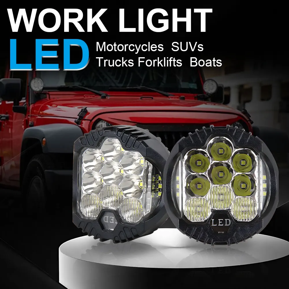 مصابيح ليد رياضية للسيارات ، أضواء مساعدة ، مصباح أمامي لمركبة لادا 4X4 للطرق الوعرة ، 7 "مصباح قيادة كومبو ، 3"