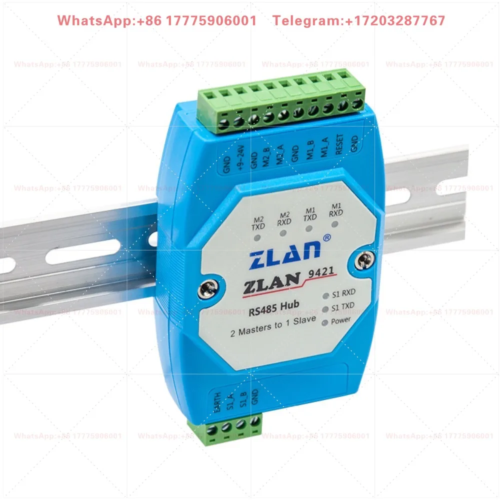 [ZLAN Two main and one from multi-slave/one main and two from cache type rs485 hub Modbus multi-host industrial grade guide rail