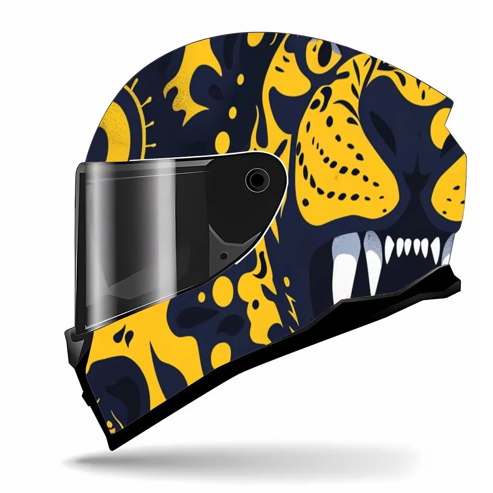 Autocollant d'enveloppe de casque complet imprimé artistique panthère vif, autocollant graphique de course pour casque de moto, autocollant décoratif en vinyle pour casque