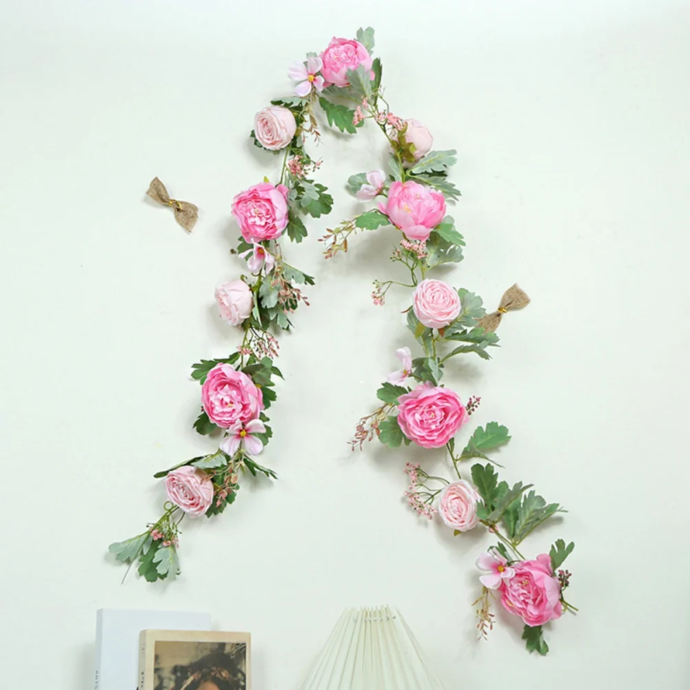 

Artificial Flowers Garland Eucalyptus Vintage Fake Flower Peony Rose Vine Greenery Decorative Wall Wedding Hanging Decor