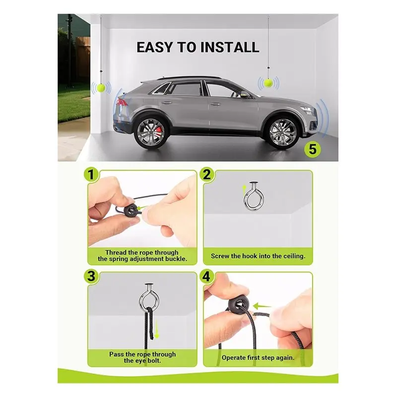 كرة تنس AWAH للمساعدة في ركن السيارة مكونة من قطعتين مع سلسلة غير مرنة وإبزيم قابل للتعديل، مؤشر إيقاف السيارة الدقيق للمرآب #2