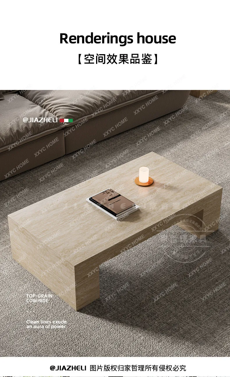 

L New Coffee Table Minimalist Rectangular Wind Living Room Household Travertine Coffee Table Coffee Table