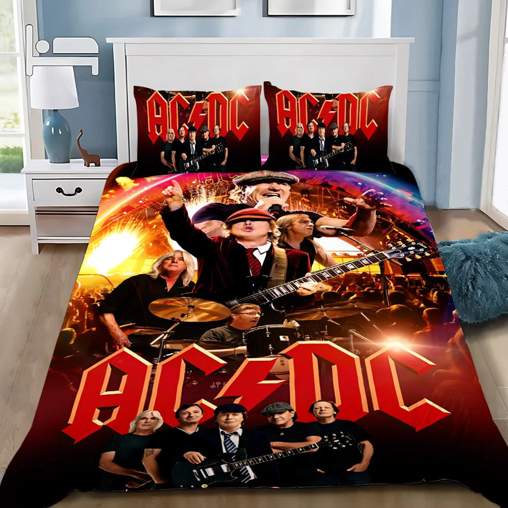 Duvet Cover Pillowcase Bedding Set Rock Band A-ACDC Adult Boy Girl Bedroom Decoration Children Gift Single Double Large Size