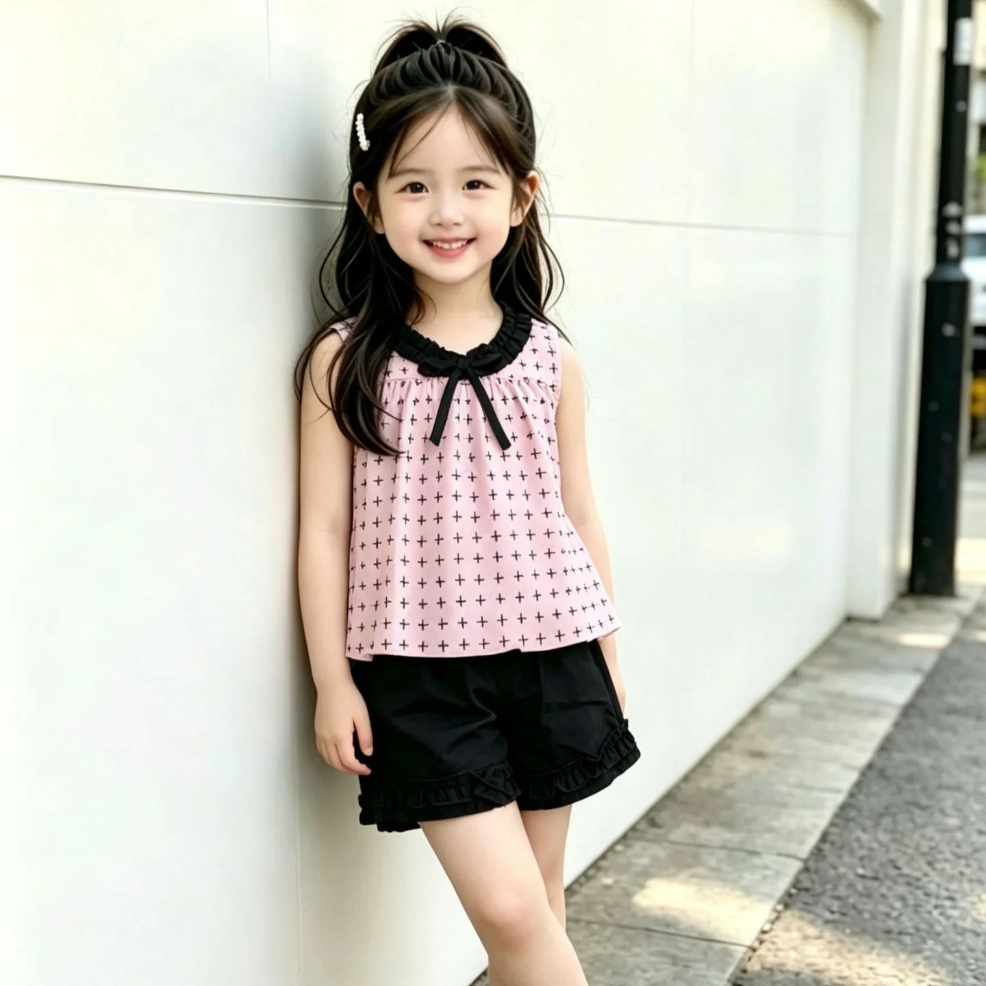 Sweet Girls 2 Piece Set 2026 Printed Pattern Lovely Girlish Feeling Sleeveless Vest Shorts Set Cool for Hot Summer Daily Outing