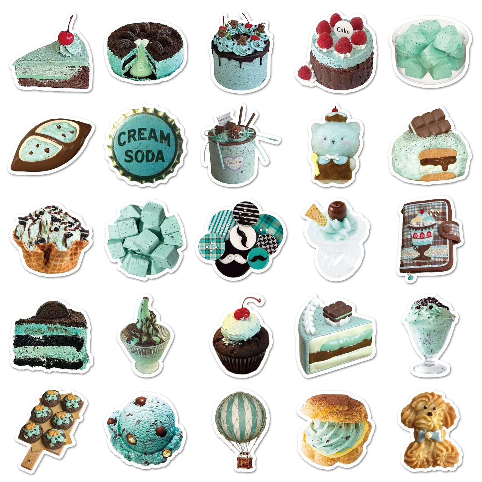 10/50PCS INS Stil Schokolade Kuchen Kreative Aufkleber Dessert Kuchen Lebensmittel Aufkleber DIY Wasser Tasse Bleistift Box Gepäck schreibtisch Kinder Spielzeug