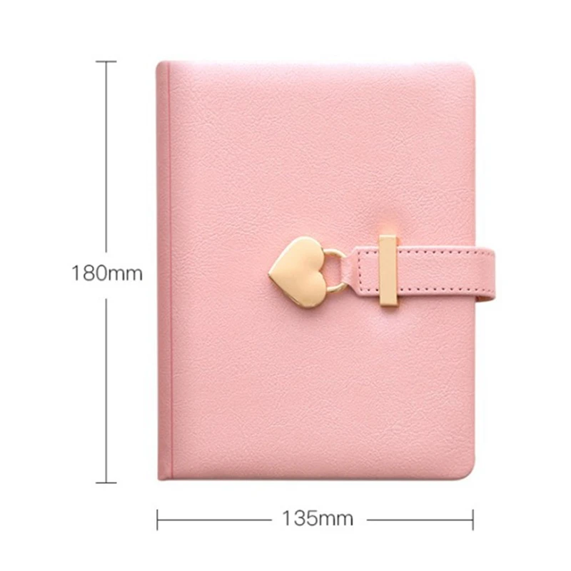 Notebook Personal Diary With Lock Heart Shaped Key PU Leather Note Book For Weekly Planner School Stationery