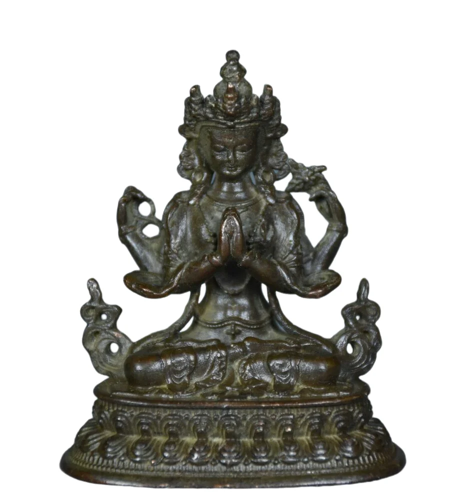 

6.1CM Old China Copper Buddhism Four-armed Avalokitesvara Bidhisattva Statue