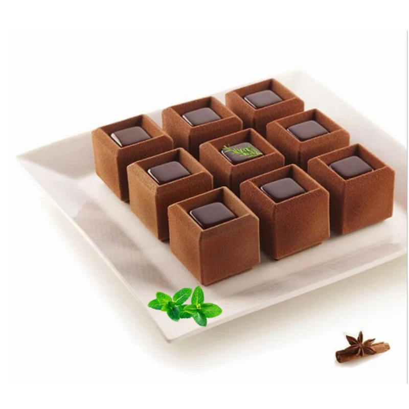 Cube Top Concave Design Silicone Cake Mold 6-Cell or 28 Cell Mousse Cake Bakeware Dessert Making Tools Kitchen Baking Supplies