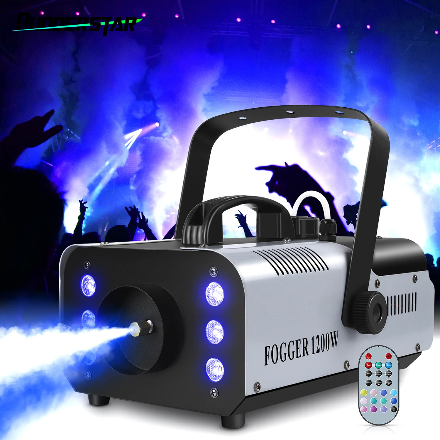 

1200 Вт дымовая машина RGB 6 светодиодов освещение противотуманная машина дистанционное управление сценический генератор дыма для дискотеки вечеринки ночной клуб свадьба