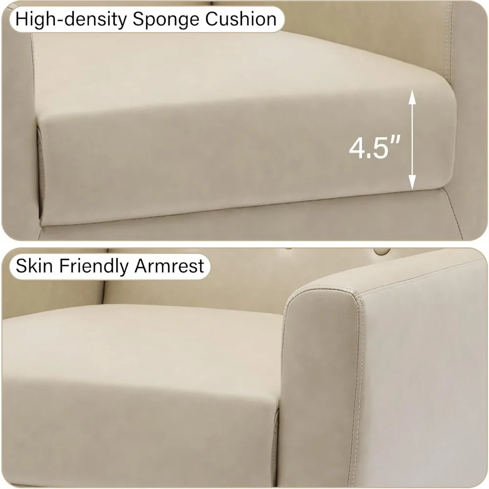 كرسي حديث من منتصف القرن - كرسي بذراعين من جلد البولي يوريثان لغرفة المعيشة، أريكة نادي منجدة مريحة، تصميم كرسي بذراعين فردي #3