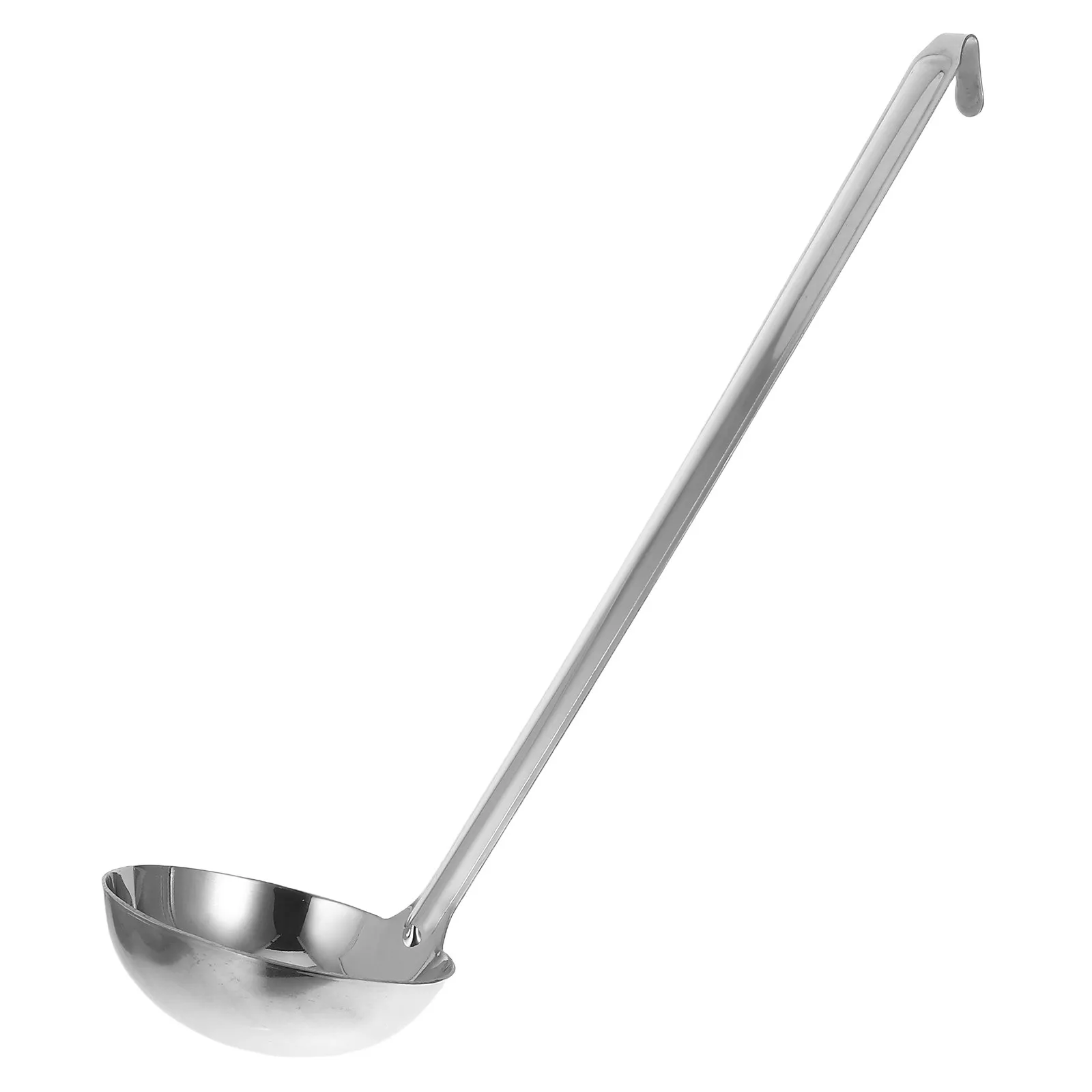 Stainless Steel Soup Ladle 310ml Thickened Deep Bowl Long Handle with Hanging Hook for Porridge Gravy Serving