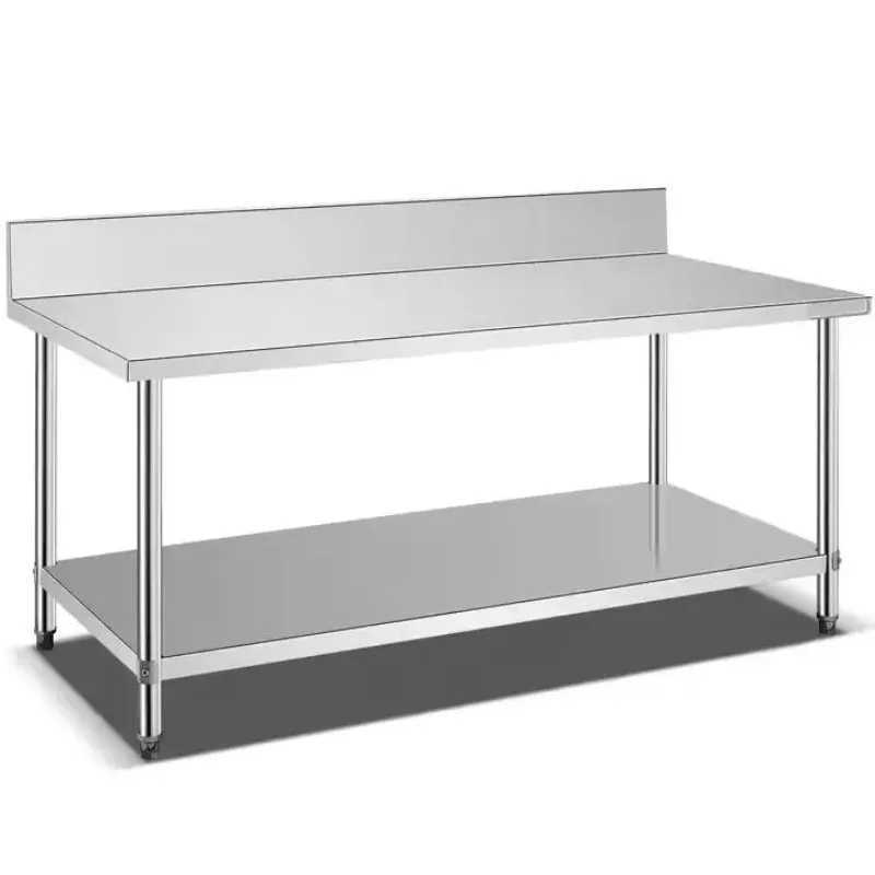 

Stainless Steel Table 201/304 Double-layer Worktable Anti-corrosion Drawing Matte Technology for Commercial Kitchen Food