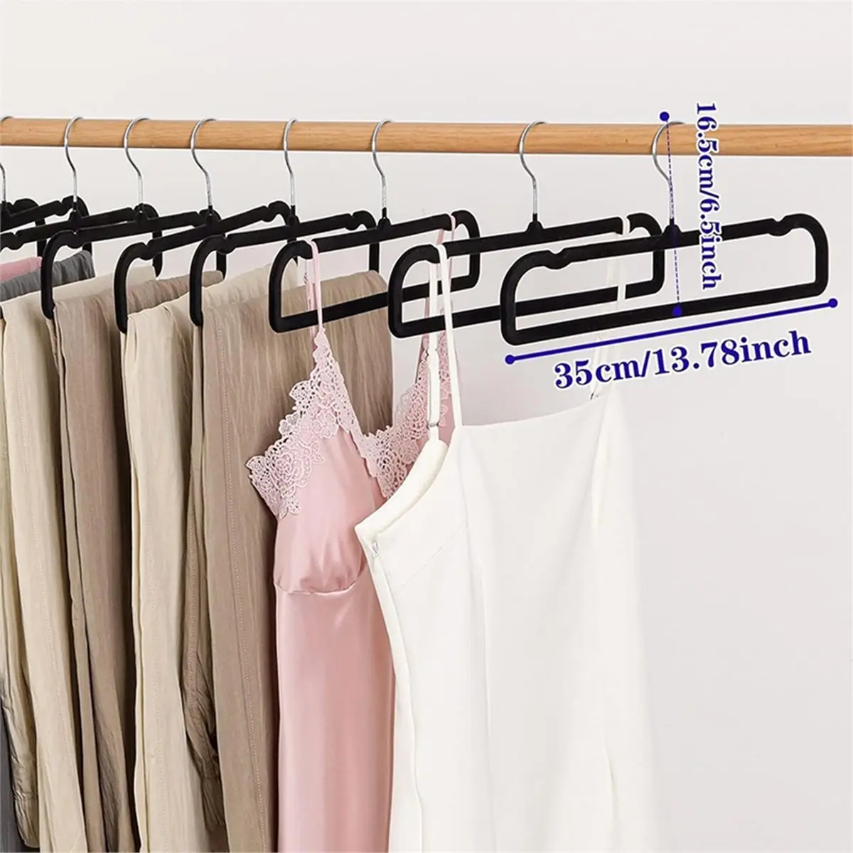 2026 New Tool 10CS Velvet Hangers Non Slip,Black Thin Space Saving Clothes Hanger for Closet Storage, Bra Jean Pants Organizer
