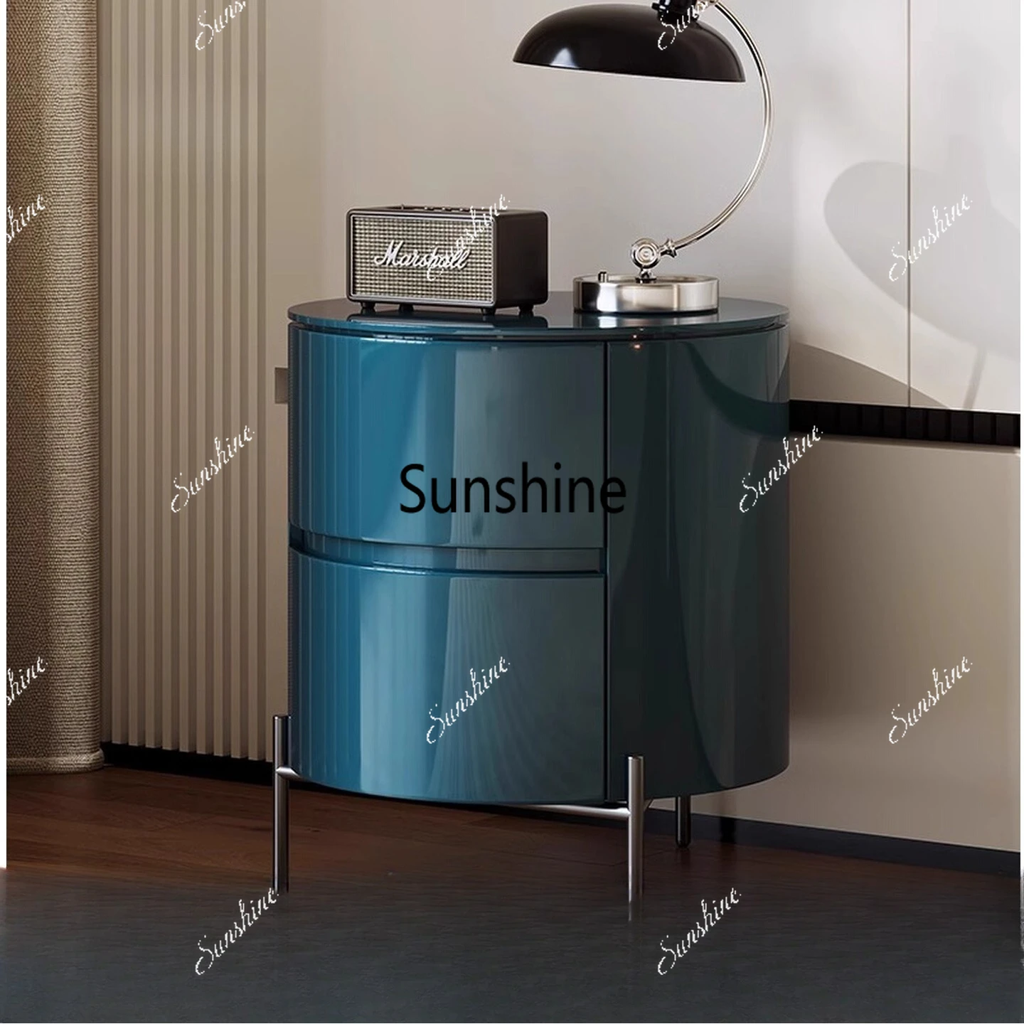 

Organizer Acrylic Bedside Table Drawers Bedroom Mid Century Modern Nightstand Simple Low Mesa De Noche Space Saving Furniture