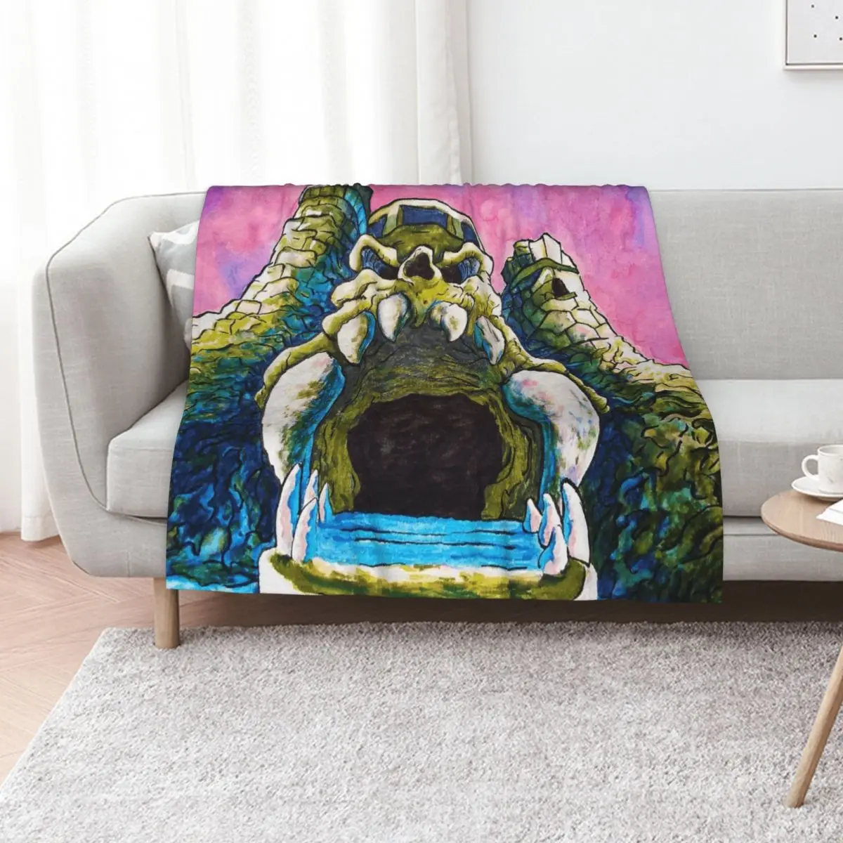 

Castle Grayskull watercolor painting Throw Blanket Warm Bed linens blankets ands Blankets