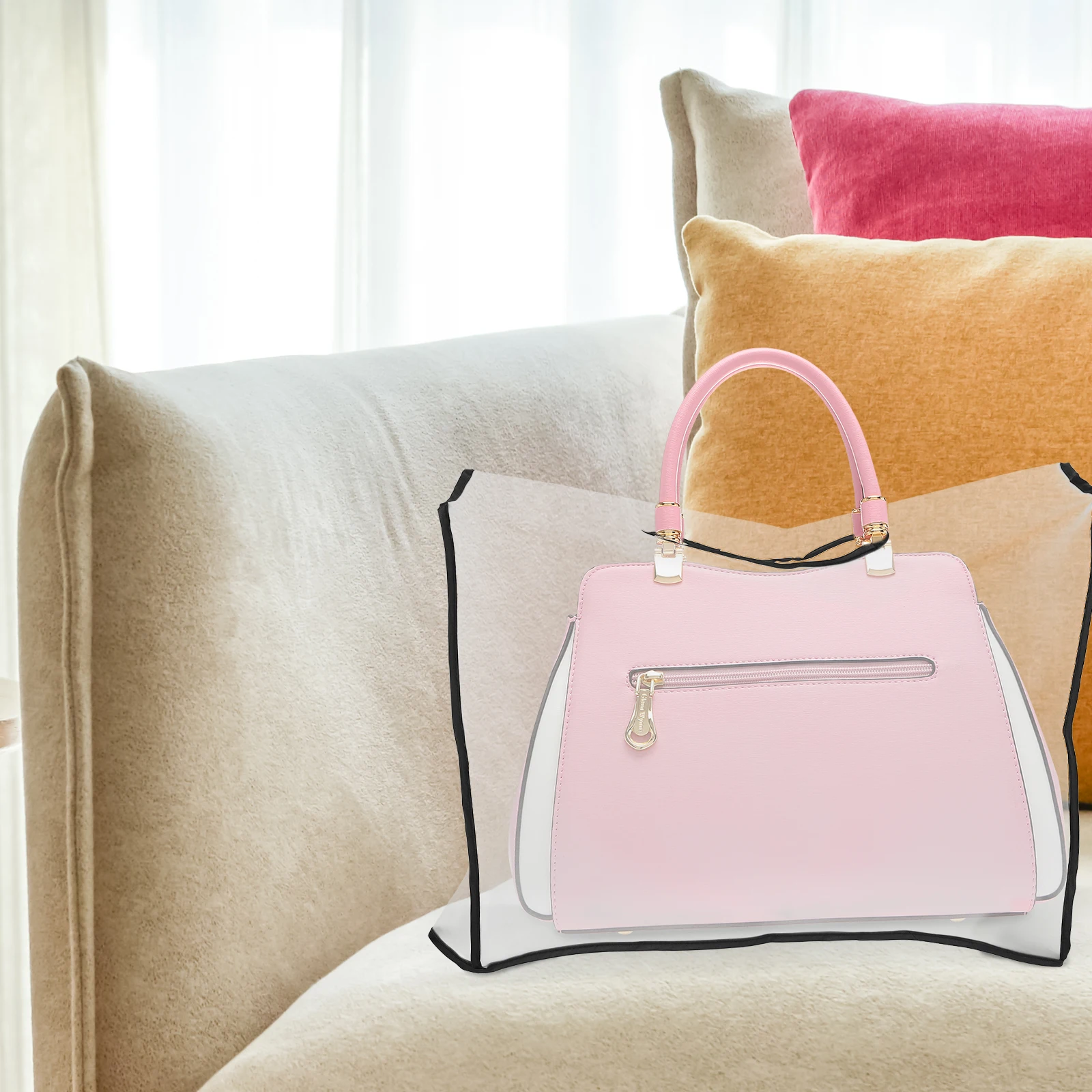 

Eva Transparent Handbag Rain Cover Frosted Edge Design Waterproof Clear Purse Protector Bag Rain Shield for All Weather