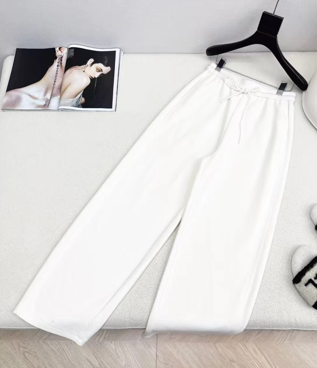 

High quality new women's high waisted thick straight leg pants, casual versatile single item pants