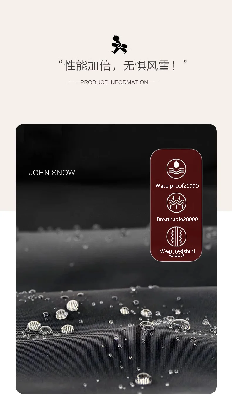 John Snow Winter Herren- und Damen-wasserdichte Skihose, warme, atmungsaktive Schnee-Frauenhose, Outdoor-Snowboardbekleidung, männliche Hose – Detail 15