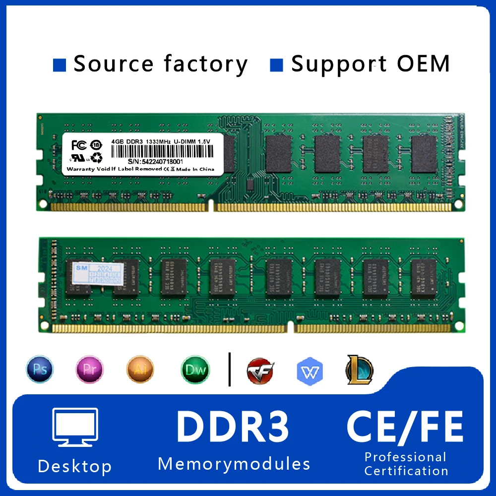 To Ddr3 Ymeiton 10PCS ddr3 memory 8gb 1333MHz 1600MHz 4GB 8GB U-DIMM RAM 240Pin 1.5v PC Desktop Memory