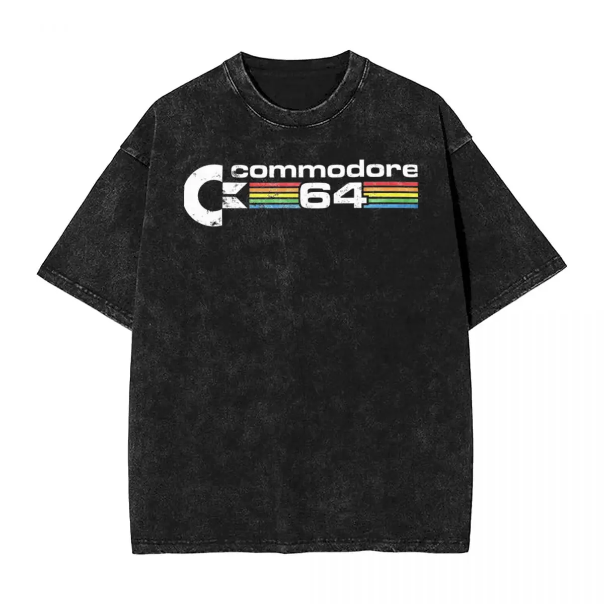 Commodore 64 Retro Logo T Shirts Hip Hop Washed Short Sleeve Harajuku T-Shirts Cool Men Women Tops Streetwear Printed Tees