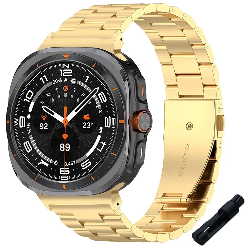 Correa de acero inoxidable de ajuste rápido sin huecos para Samsung Galaxy Watch 7 Ultra 47MM correa de reloj inteligente de Metal para reloj 7 pulsera ultra