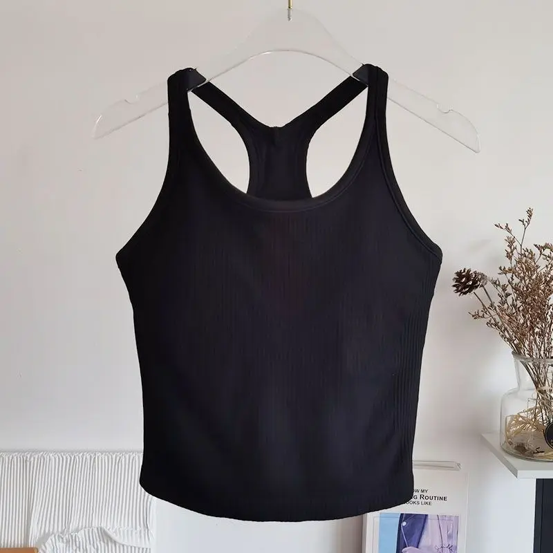 بلوزات نسائية بدون أكمام مكشوفة الكتفين ، توبات ضيقة بدون أكمام ، خيط برغي سريع الجفاف ، سترة حركة متعددة الألوان ، سترة حركة على شكل حرف I ، موضة صيفية ، اتجاه